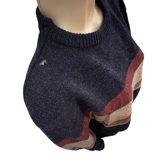 Vintage Italian 100% Shetland Wool Striped Sweater. Size Men's Medium - Picture 7 of 8